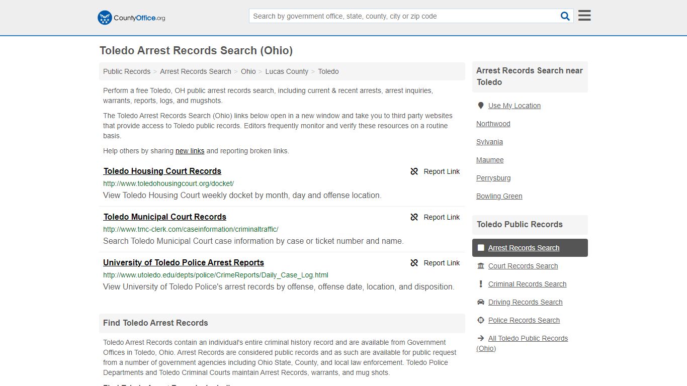 Arrest Records Search - Toledo, OH (Arrests & Mugshots) - County Office